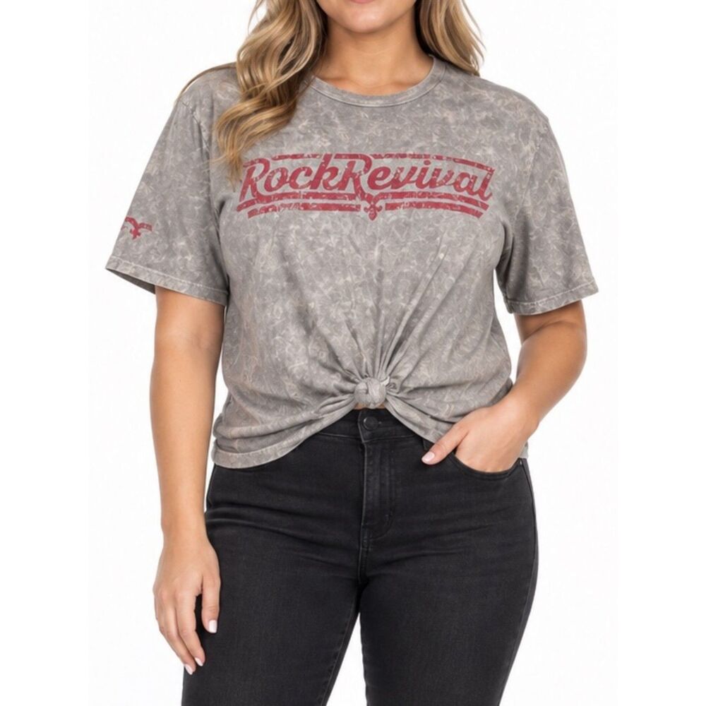 Rock Revival Women’s Acid Wash Graphic T-Shirt | Size Large
